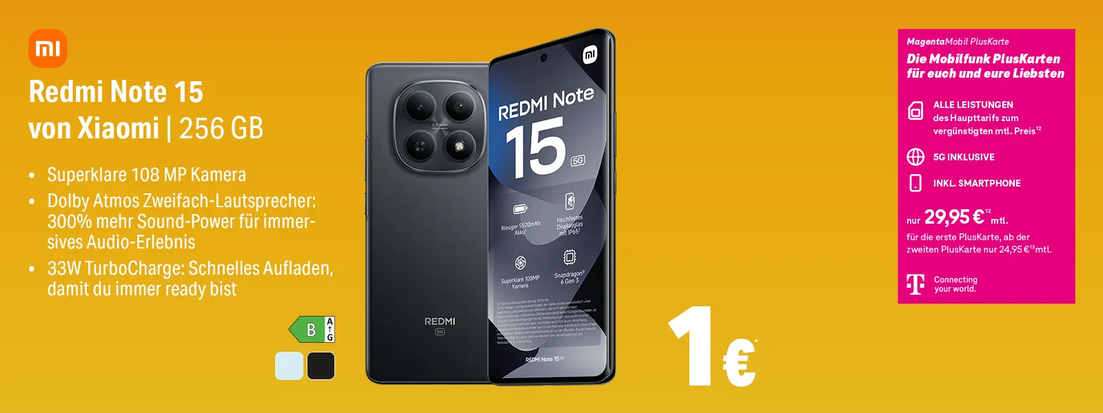 Werbebanner: Xiaomi Redmi Note 15 256 GB Smartphone mit 108 MP Kamera, 5G